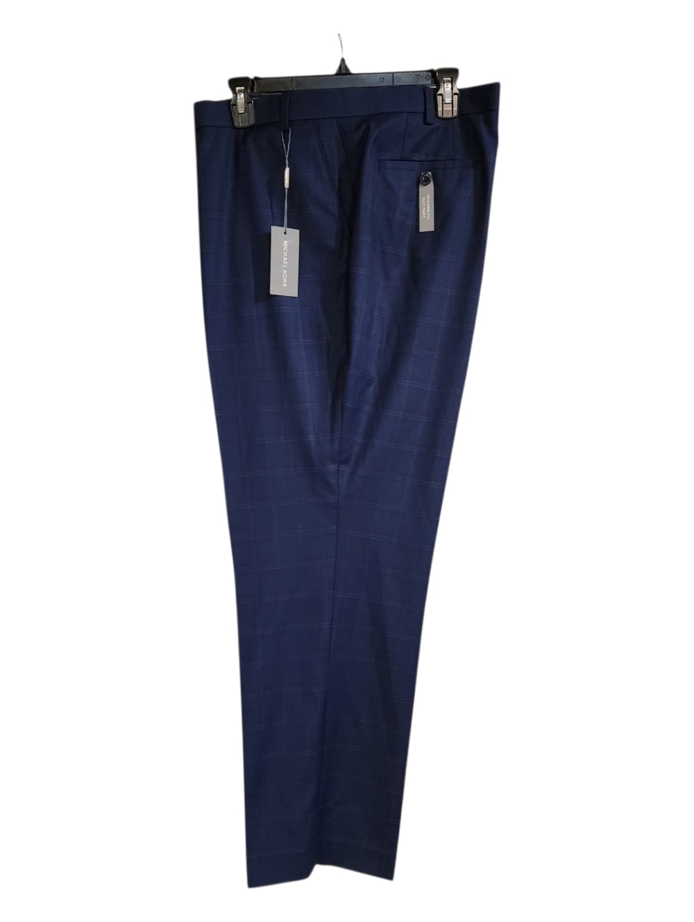 Michael Kors Modern Fit Men's 52Wx30L Suit Pants Navy Blue Plaid Dress Trousers